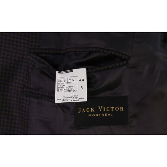 Jack Victor Black Gold Green Woven Knit Wool 2-Btn Sportcoat Blazer 44R - Picture 8 of 9